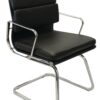 hospitality leather chair with arms and low backrest