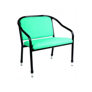 adjustable wide leather chair with arms and low backrest