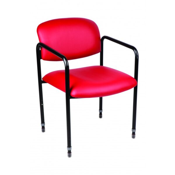 adjustable leather chair with arms and low backrest