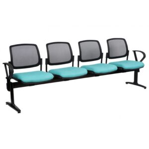 mesh back beam 4 seater with arms