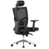 right side of mesh back chair mechanism with arms and headrest