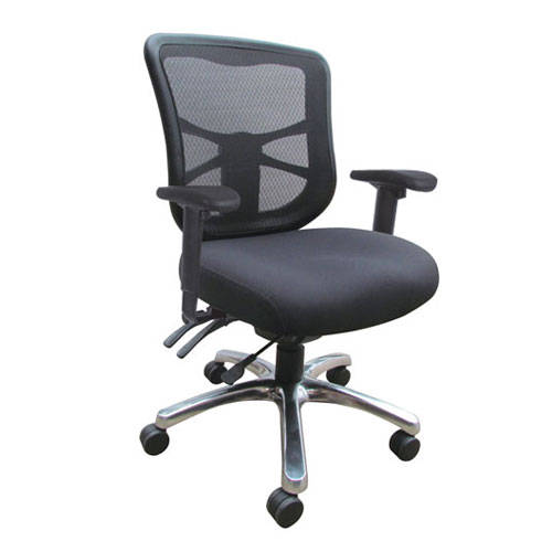 mesh back chair mechanism with arms and short backrest